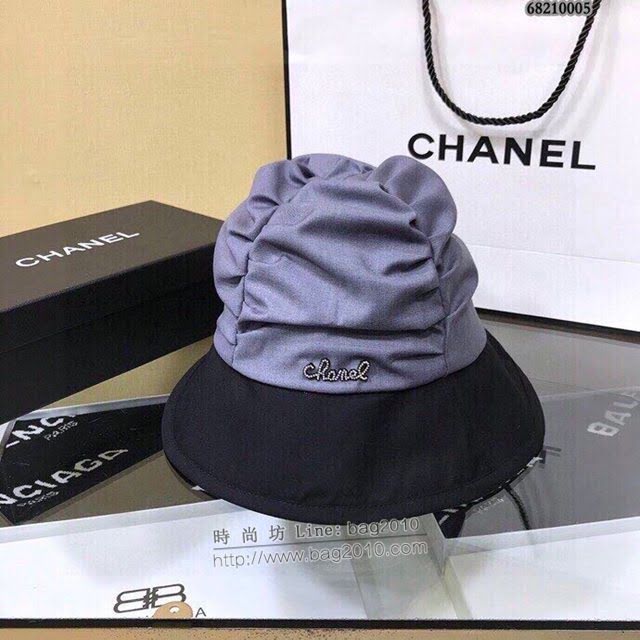 Chanel新品女士帽子 香奈兒春夏褶皺漁夫帽遮陽帽  mm1431